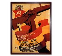 Wee Blue Coo Political Communist Party Spain Spanish Civil War Gun Art Print Framed Poster Wall Decor 12X16 Inch