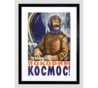 Wee Blue Coo POLITICAL COSMONAUT COMMUNISM USSR SOVIET BLACK FRAMED ART PRINT B12X4553