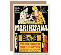Wee Blue Coo Political Drug Abuse Marijuana Weed Weird Birthday Sealed Greeting Card Plus Envelope Blank inside