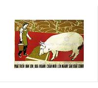 Wee Blue Coo POLITICAL ECONOMY PIG SWINE FOOD FARM VIETNAM BLACK FRAMED ART PRINT B12X4520