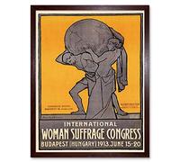 Wee Blue Coo Political Suffrage Women Suffragette Budapest Hungary Art Print Framed Poster Wall Decor 12X16 Inch
