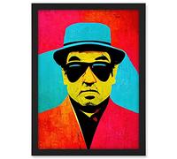 Wee Blue Coo Pop Art Bright Jazz Musician Pork Pie Hat Sunglasses Red Turquoise Yellow Artwork Framed A3 Wall Art Print