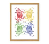 Wee Blue Coo Pop Art Crabs Large Light Oak Framed Art Print Wall Poster 18x24 inch