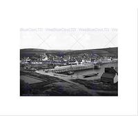 Wee Blue Coo PORT PATRICK FROM THE SOUTHWEST SCOTLAND OLD BW BLACK FRAMED ART PRINT B12X620