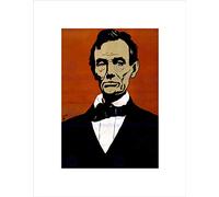 Wee Blue Coo PORTRAIT STYLIZED AMERICA ABRAHAM LINCOLN BLACK FRAMED ART PRINT B12X11029