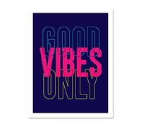 Wee Blue Coo Positivity Good Vibes Only Typography Large Framed Art Print Poster Wall Decor 18x24 inch