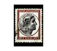 Wee Blue Coo Postage Stamp Alexander Great Greek Old Drachma Wall Art Print