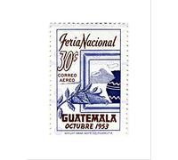 Wee Blue Coo Postage Stamp Guatemala 30 Thirty Cents October 1953 Corn Wall Art Print