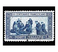 Wee Blue Coo Postage Stamp Italy Vintage St Francis Death Art Print Poster Wall Decor 12X16 Inch