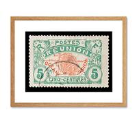 Wee Blue Coo Postage Stamp Reunion French Island Vintage Framed Wall Art Print