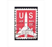 Wee Blue Coo POSTAGE STAMP USA VINTAGE SILHOUETTE JET AIRLINER FRAMED ART PRINT B12X8770