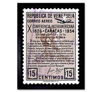 Wee Blue Coo Postage Stamp Venezuela Simon Bolivar Quote Caracas Art Print Framed Poster Wall Decor 12X16 Inch