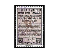 Wee Blue Coo Postage Stamp Venezuela Simon Bolivar Quote Caracas Wall Art Print