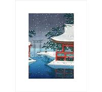 Wee Blue Coo POSTCARD JAPAN PAGODA TORII SHINTO TEMPLE GATE WINTER SNOW ART PRINT B12X12565