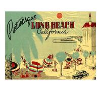 Wee Blue Coo Postcard Picturesque Long Beach California Beach Canvas Print