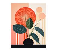 Wee Blue Coo Potted Plant Peculiar Abstract Geometric Stylised Boho Calathea Plant Large Wall Art Poster Print Thick Paper 18X24 Inch