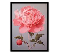 Wee Blue Coo Pretty Pink Peony Elegant Floral Bloom Detailed Oil Painting Artwork Framed Wall Art Print A4