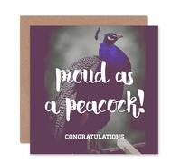Wee Blue Coo Proud As Peacock Congratulations Card Wee Blue Coo Multicolor