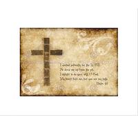 Wee Blue Coo Psalm 40 I Waited Cross Christian Religious Quote Typography Art Wall Art Print