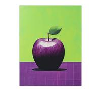 Wee Blue Coo Purpapple on Green Surreal Vibrant Lime Purple Apple Kitchen Painting Large Wall Art Poster Print Thick Paper 18X24 Inch