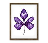 Wee Blue Coo Purple On White Money Tree Leaf Modern Simple Illustration Artwork Framed Wall Art Print 18X24 Inch