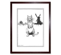 Wee Blue Coo Pussin Boots Windmill Cat Heath Robinson Framed Wall Art Print