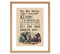 Wee Blue Coo Quote Carroll Book Alice Wonderland Mad Hatter Tea Party Framed Wall Art Print