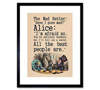 Wee Blue Coo Quote Carroll Book Alice Wonderland Mad Hatter Tea Party Framed Wall Art Print