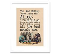 Wee Blue Coo Quote Carroll Book Alice Wonderland Mad Hatter Tea Party Framed Wall Art Print