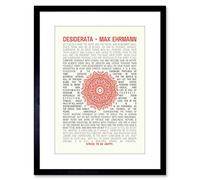 Wall Art Print Quote Desiderata Mandala Ehrmann Typography Artwork Framed 9X7 Inch Artery8 Black W7 inch x H9 inch