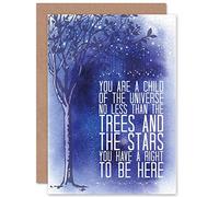 Wee Blue Coo Quote Desiderata Stars Child Universe Inspiration Motivation Sealed Greeting Card Plus Envelope Blank inside