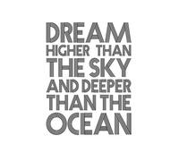 Wee Blue Coo Quote Dream Higher Deeper Ocean Stripey B&W Wall Art Print
