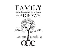 Wee Blue Coo Quote Family Roots B&W Heart Tree Three Wall Art Print