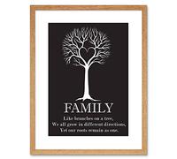 Wee Blue Coo QUOTE FAMILY ROOTS B&W HEART TREE TWO FRAMED PRINT F97X3388