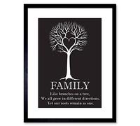 Wee Blue Coo QUOTE FAMILY ROOTS B&W HEART TREE TWO FRAMED PRINT F97X3388