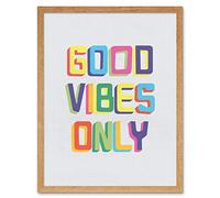 Wee Blue Coo Quote Good Vibes Only Colourful Art Print Framed Poster Wall Decor 12x16 inch