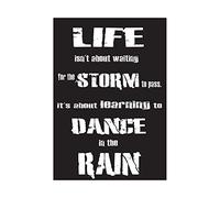 Wee Blue Coo Quote Motivation Typography Learn Dance In Rain Black Wall Art Print