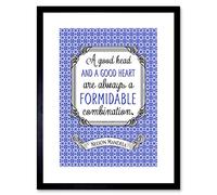 Wee Blue Coo Quote Nelson Mandela Good Head Heart Formidable Framed Wall Art Print