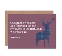 Wee Blue Coo QUOTE ROBERT BURNS POET HEART HIGHLANDS SCOTLAND BLANK GREETINGS CARD