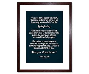 Wee Blue Coo Quote Robin Williams Don't Worry Life Spectacular Framed Wall Art Print