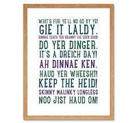 Wee Blue Coo Quote Scottish Sayings Phrases Scotland Typograph Framed Wall Art Print