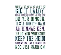 Wee Blue Coo Quote Scottish Sayings Phrases Scotland Typograph Wall Art Print
