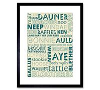 Wee Blue Coo Quote Scottish Scotland Sayings Words Typograph Framed Wall Art Print