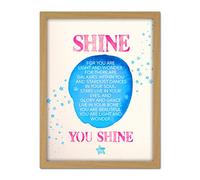 Wee Blue Coo Quote Shine Stars Watercolour Artwork Framed Wall Art Print 18X24 Inch