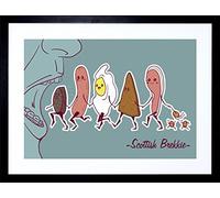 Wee Blue Coo Quote Typography Cartoon Scottish Breakfast Framed Wall Art Print