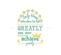 Wee Blue Coo Quote Typography Dare Fail Achieve Greatly 12x16 Wall Art Print