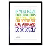 Wee Blue Coo Quote Typography Good Thoughts Roald Dahl Framed Wall Art Print