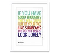 Wee Blue Coo Quote Typography Good Thoughts Roald Dahl Framed Wall Art Print