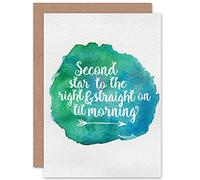 Wee Blue Coo Quote Typography Peter Pan Star Watercolour Inspiration Cp Sealed Greeting Card Plus Envelope Blank inside
