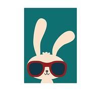 Wee Blue Coo Rabbit Bunny Sunglasses Kids Cartoon Photo Picture Wall Art Print